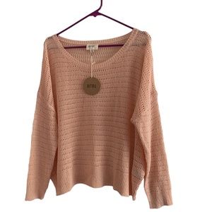 BiBi Loose Fit Open Knit Top - Apricot